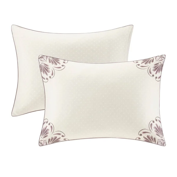 Madison Park - Elise 8 Piece Cotton Printed Reversible Comforter Set - Purple - Queen