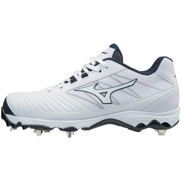 Mizuno - 9-Spike Advanced Sweep 4 Low Women's Metal Softball Cleat - White-Navy, Size 8