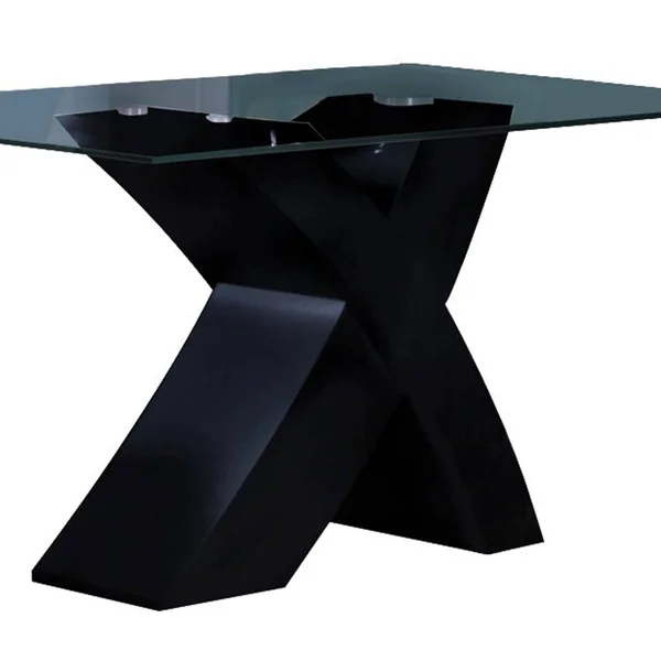 Rectangular Dining Table Black & Clear Glass