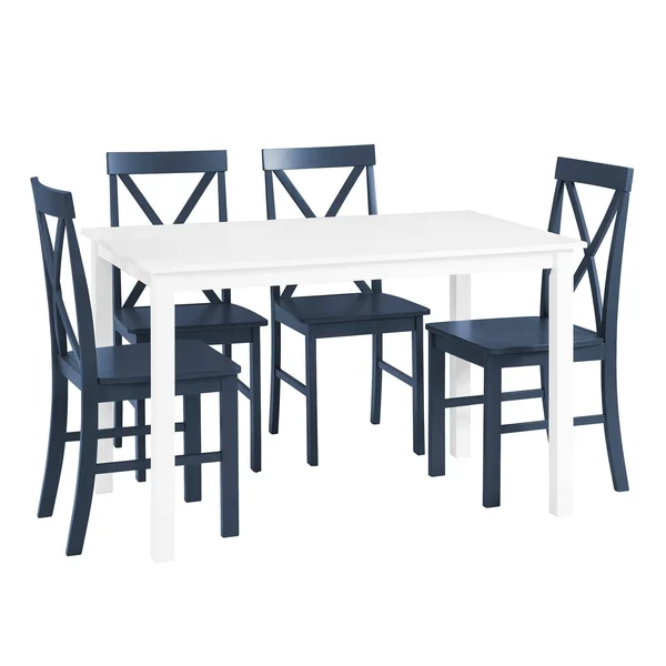Porch & den 5-Piece Dining Set with X-Back Side Chairs - Grey - White