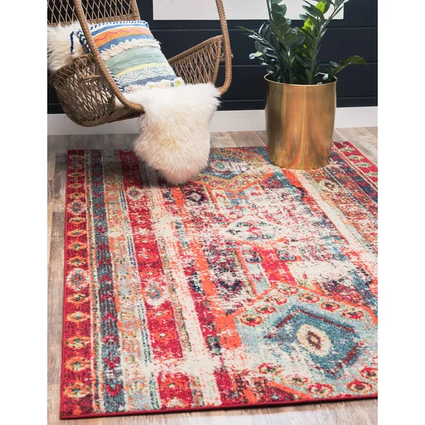 Unique Loom Kubok Sedona Area Rug - 5& x 8& - Fuchsia