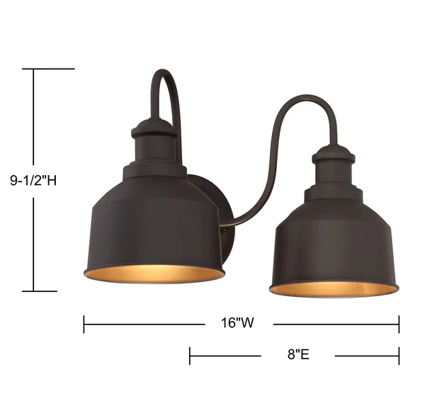 Meridian Lighting M50047orb 2 Light Oil Rubbed Bronze Exterior Wall Sconce
