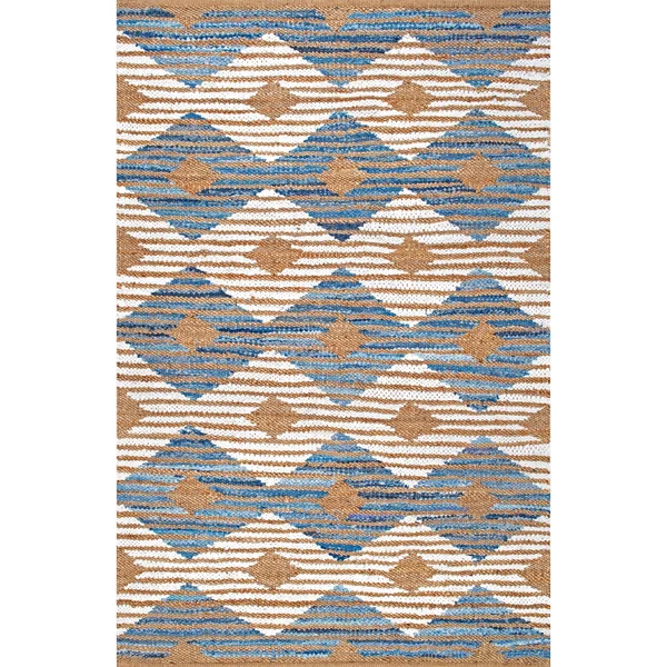nuLOOM Hand Braided Marla Denim Diamonds Area Rug, Blue/Ivory