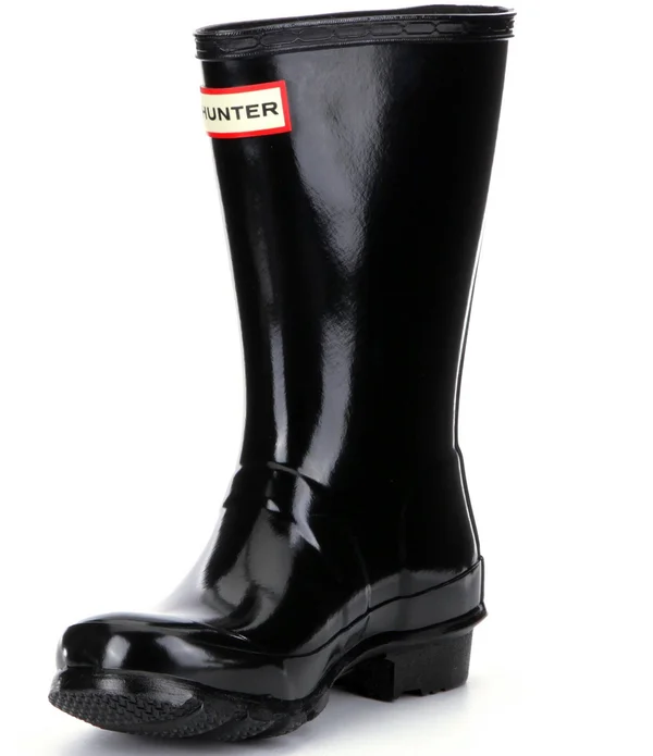 Hunter Kids& Original Gloss Waterproof Buckle Strap Rain Boots Youth - 2m Youth