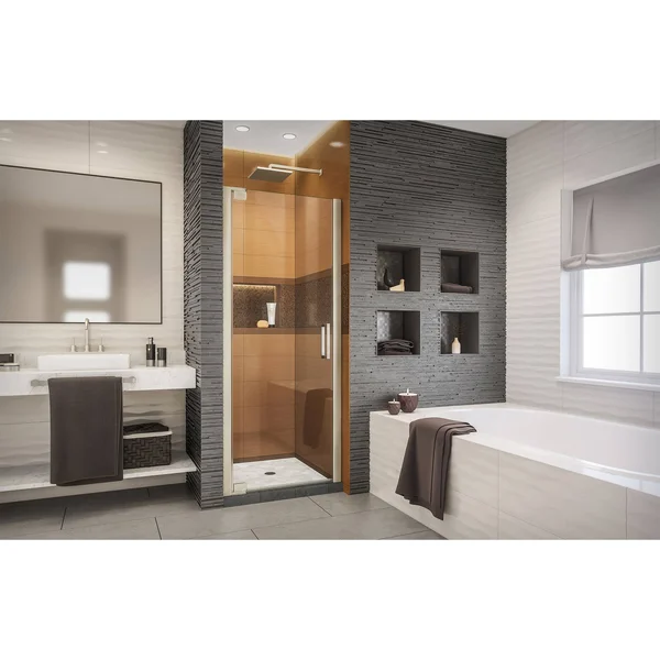 DreamLine SHDR-4325000-04 Elegance-LS 25 1/4 - 27 1/4x22W x 72x22H Frameless Pivot Shower Door in Brushed Nickel