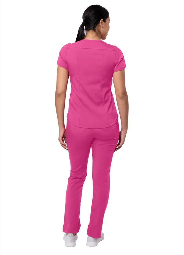 Adar Pro Core Classic Scrub Set for Women - Tailored V-Neck Scrub Top & Tailored Yoga Scrub Pants - P9100 - Fruit Punch - M