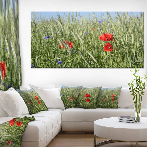 Design Art 'Rural Landscape with Red Poppies' Photographic Print on Wrapped Canvas