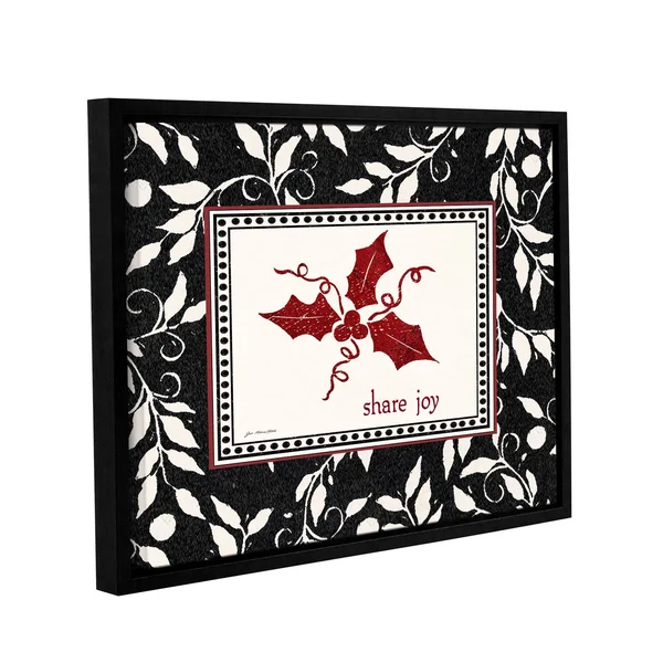 ArtWall Jo Moulton's 'Share Joy Ivy' Gallery Wrapped Floater-framed Canvas - Black - 14 x 18