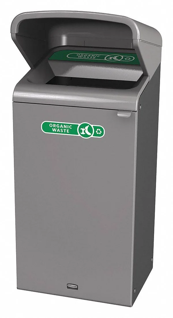Rubbermaid Commercial Products 1961725 Configure Trash Can with Rain Hood - Organic Waste, 23 gal, Grey Stenni