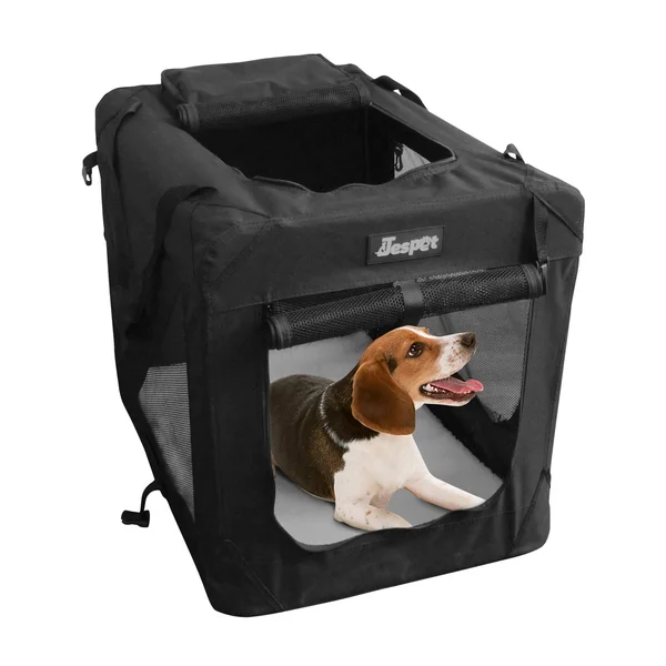Jespet Soft Dog Crates Kennel for Pets - 3 Door Soft Sided Folding Travel Pet Carrier with Straps and Fleece Mat for Dogs, Cats