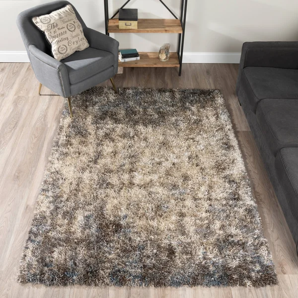 Addison Borealis Casual Plush Shag Blue Area Rug - Size: 5&3 inchx7&7 inch