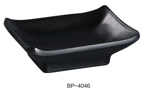 Yanco BP-4046 Black Pearl-2 Square Sauce Dish - 2.5x22 Width, 3.75x22 Length, Melamine, Black Color with Matting Finish, Pack of