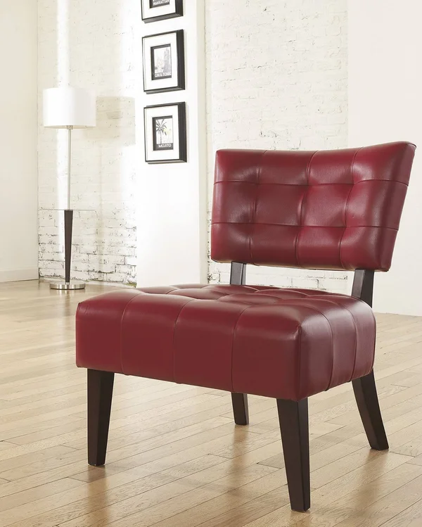 Roundhill Furniture Blended Leather Tufted Accent Chair with Oversized Seating, Red