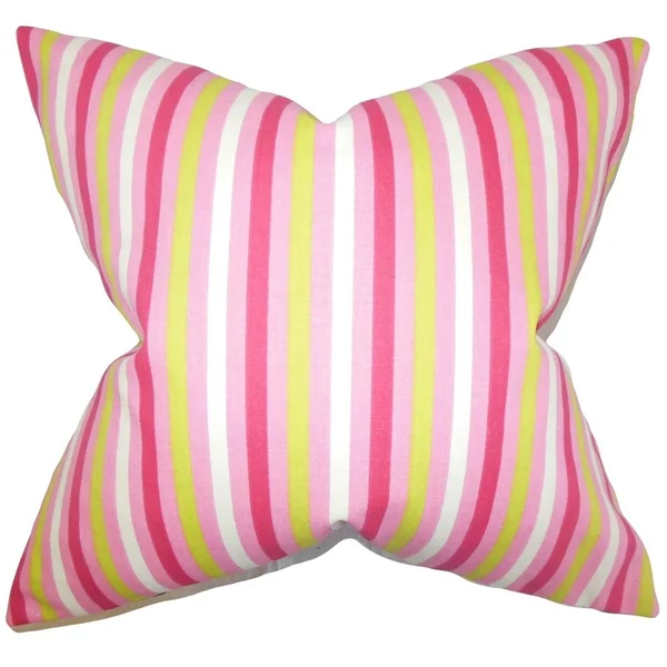 The Pillow Collection Keyla Stripes Floor Pillow Pink - Size: 26 x 26