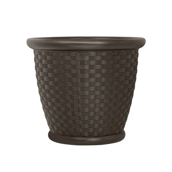 Suncast Sonora 18 inch Resin Wicker Decorative Flower Planter - Brown (4 Pack)