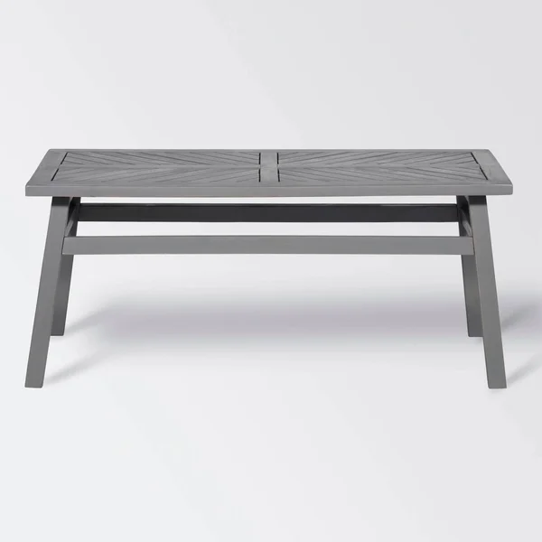Coro Chevron Slatted Patio Coffee Table – Gray Wash – Saracina Home