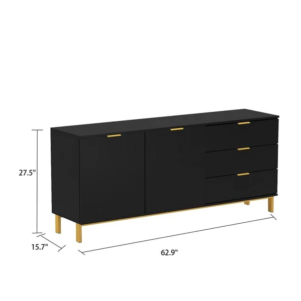 FUFUu0026GAGA 2-Door Storage Cabinet in Black - LJY-KF200156-01