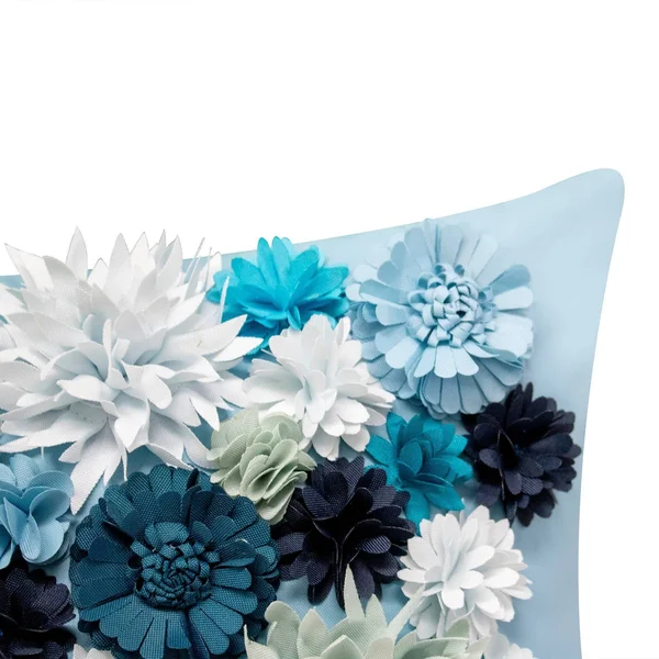 Edie@Home Floral Bouquet Dimensional Indoor & Outdoor Decorative Lumbar Pillow, Blue, 12x20