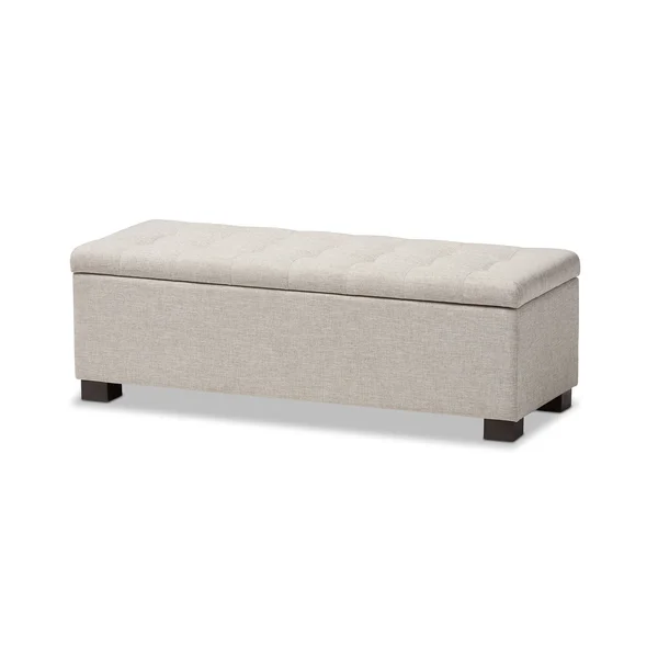 Baxton Studio Alcmene Modern and Contemporary Beige Fabric Upholstered Grid-Tufting Storage Ottoman Bench