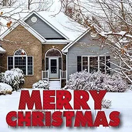 Merry Christmas Letters Yard Card 14pcs Includes Stakes - Size: Multi, Red