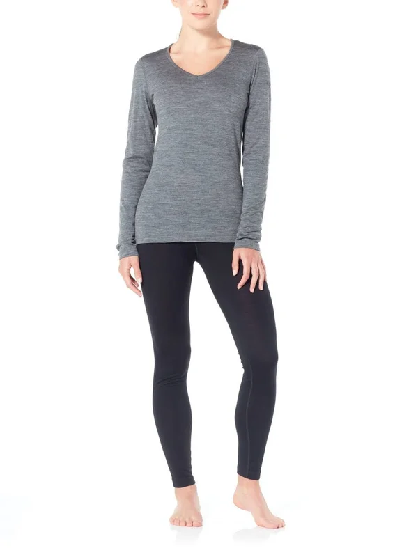 Icebreaker Women's 200 Oasis LS V Neck Top - Large - Gritstone Heather