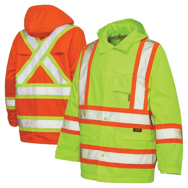 toughduck Safety Rain Jacket in Black Size X-Small Polyester, All Seasons Uniforms