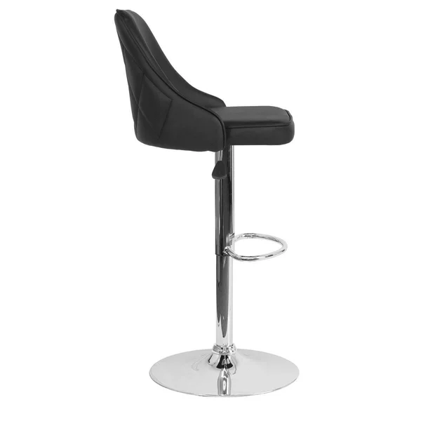 Trieste Contemporary Adjustable Height Barstool - Black Leather
