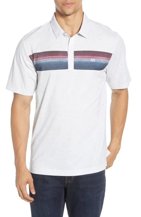 TravisMathew Men's Fredo Polo Heather White, XL