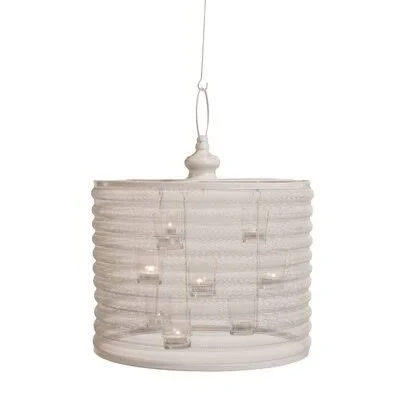 9 - Light Unique, Statement Drum Chandelier Dakota Fields Finish: White