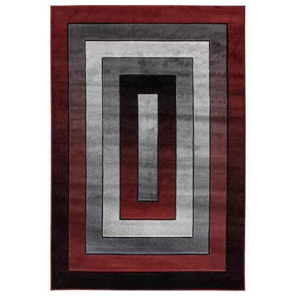 MDA Home Orelsi Burgundy/Gray Polypropylene Area Rug - 8&7x22 x 11&11x22