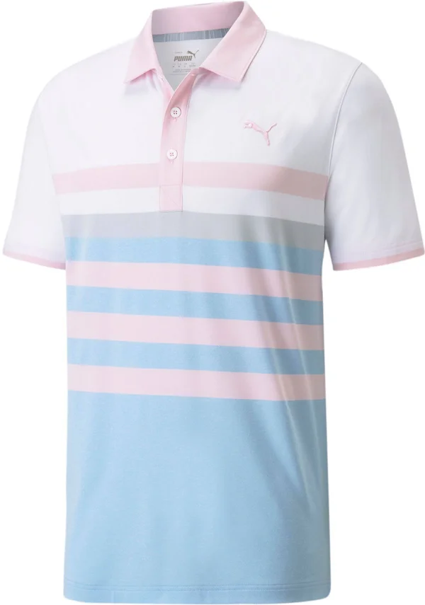 Puma Men's Mattr One Way Golf Polo - Parfait Pink & Bright White - L