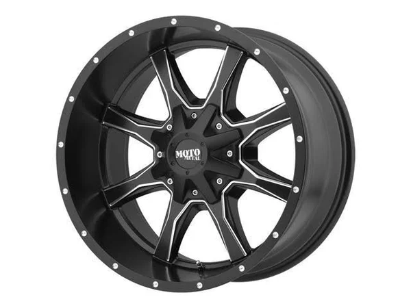 Moto Metal MO970 17x8 5x5x22/5x5.5x22 +0mm Black/Milled Wheel Rim 17x22 inch