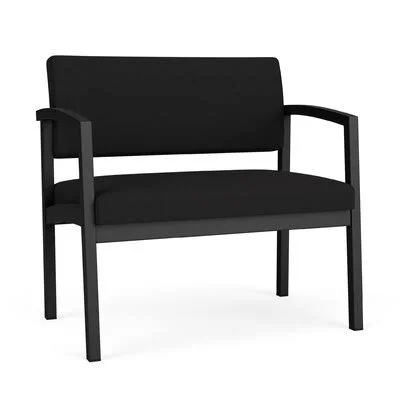 Bariatric Waiting Room Chair with Metal Frame Lesro Seat Color: Open House Black - Finish: Black, Seat Material: Fabric