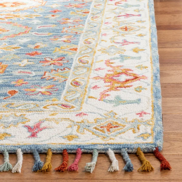 Safavieh Aspen Blue/Ivory 6 ft. x 9 ft. Border Area Rug