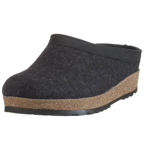 HAFLINGER Grizzly Torben Graphite Wool Unisex Slip On Mule Slippers Wi