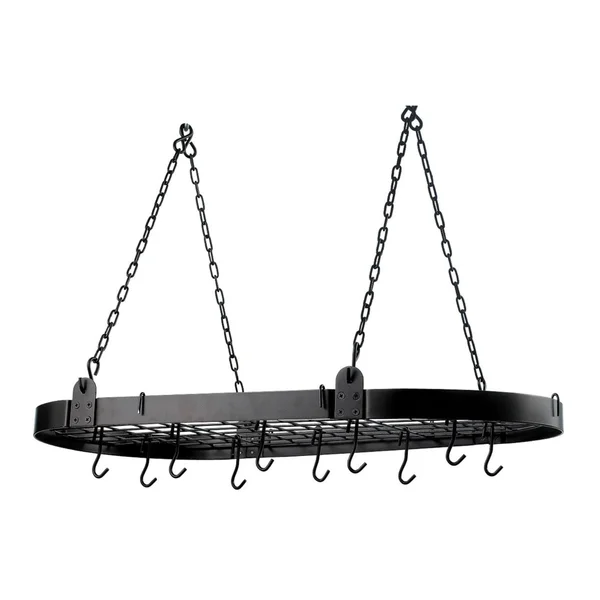 Old Dutch Oval Pot Rack with Grid & 12 Hooks - Graphite