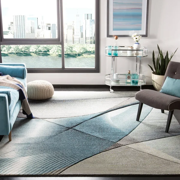 Safavieh Hollywood Rug Collection HLW715P - Grey - Orange - 9& x 12&