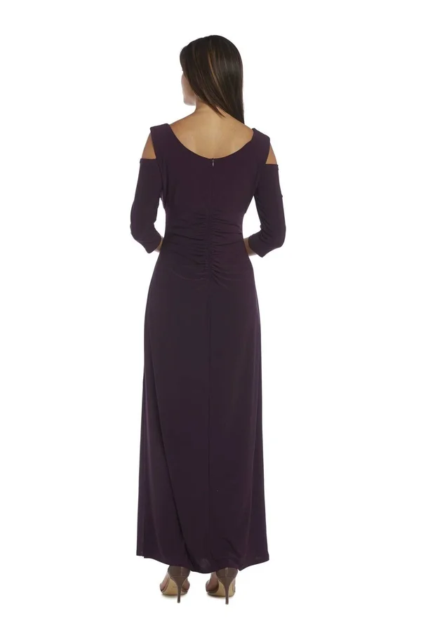 Ru0026M Richards Women's Empire Waist Cold Shoulder Dress with Sleeves 6, Coal