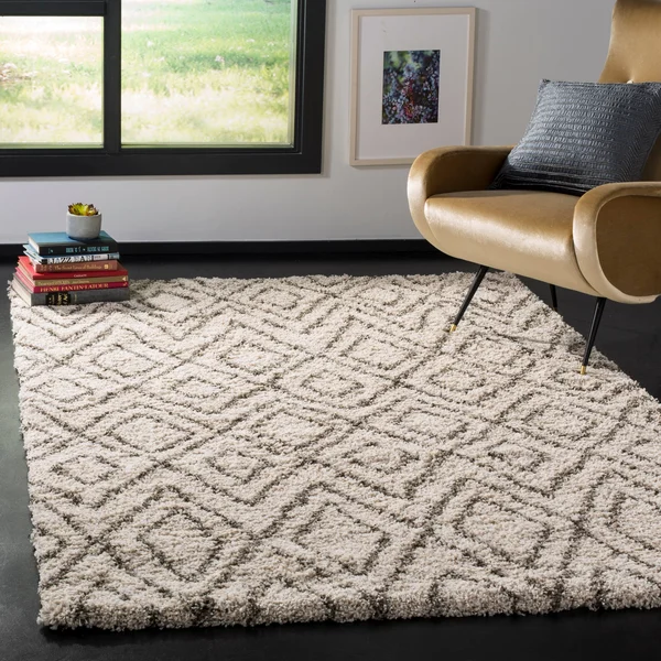 Safavieh Hudson Shag SGH332A Ivory/Grey 4& x 6& Area Rug