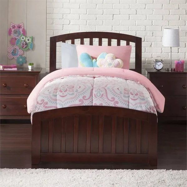 Atlantic Furniture Richmond Traditional Bed with Matching Foot Board, Twin XL, Walnut