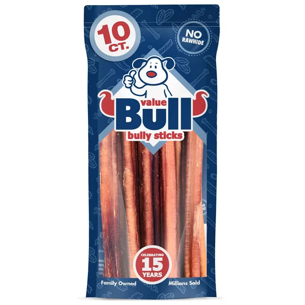 ValueBull Bully Sticks for Dogs - Super Jumbo 12 inch, 10 Count