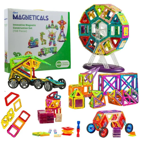 Magneticals Magnet Toys Tile Set, Pack of Two 198-piece Set - Total 396 Pieces, Learning and Exploration Magnet Toys Set, Stem E