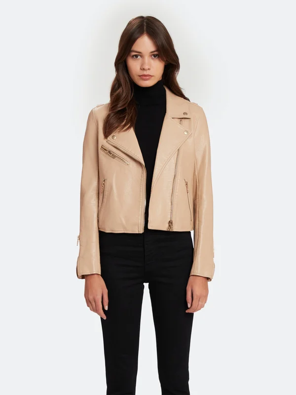 Blanknyc Faux Leather Moto Jacket Natural Light