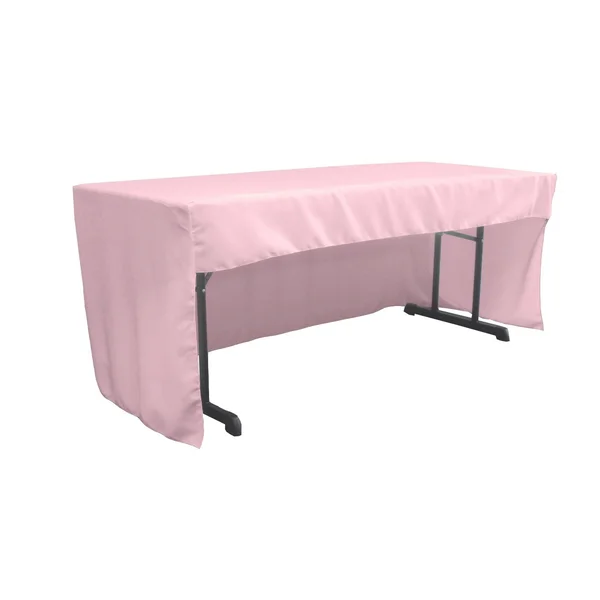 La Linen TCpop-OB-fit-72x30x30-PinkLgtP37 1.95 lbs Open Back Polyester Poplin Fitted Tablecloth Light Pink