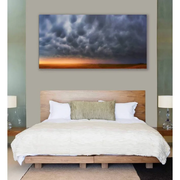Epic Graffiti Mammatus Over Madrid by Darren White, Giclee Canvas Wall Art 20 inch x 40 inch, Size: 20 x 40, Gray