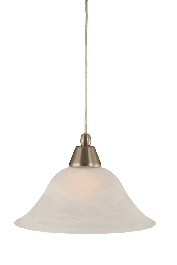 Toltec Lighting-22-BN-510-One Light Cord Mini-Pendant Brushed Nickel Finish with White Alabaster Glass
