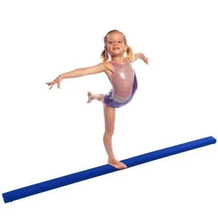 Costway 8ft Blue Folding Floor Balance Beam Sports Gymnastics Skill Performance Training