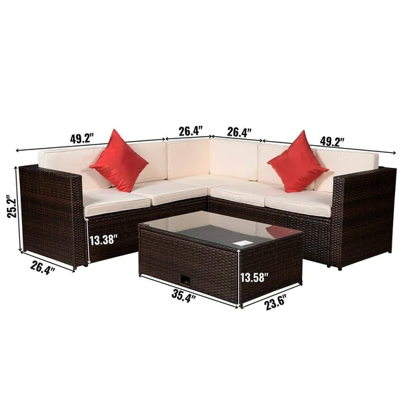 Outdoor Garden Patio Furniture 4-Piece - White