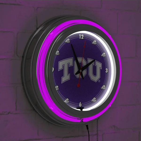 Trademark Texas Christian University Neon Clock