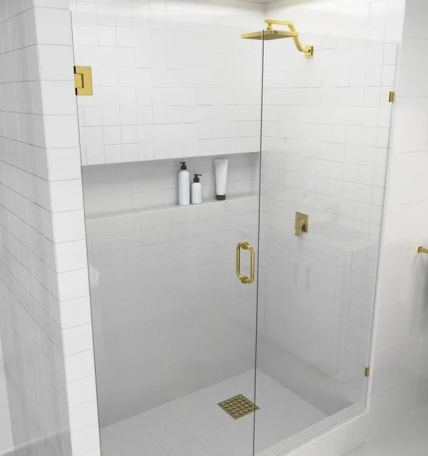 Glass Warehouse GW-WH-52-5-PB 52.5x22 x 78x22 Hinged Frameless Shower Door Finish: Brass